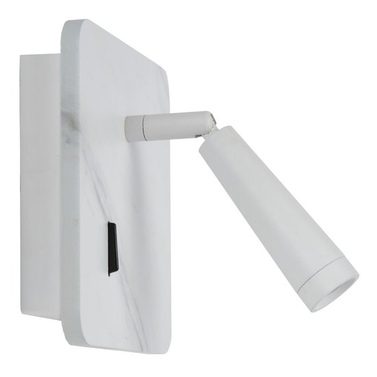 Sleek, simple white bedside lamp LED 4W 3000K USB