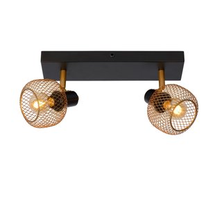 Rotatable and retro look matte gold / brass ceiling spot 2xE14