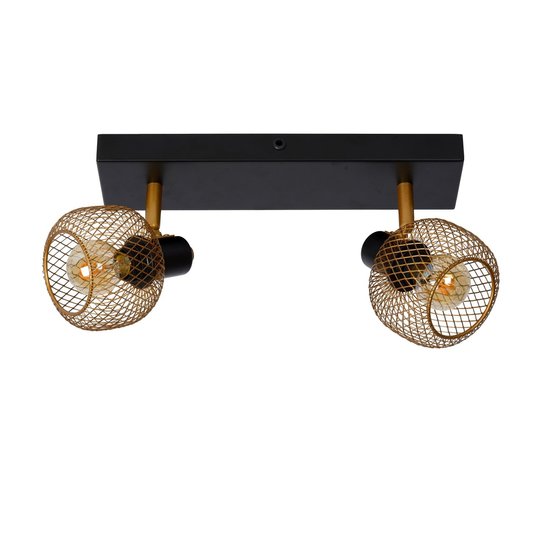 Rotatable and retro look matte gold / brass ceiling spot 2xE14