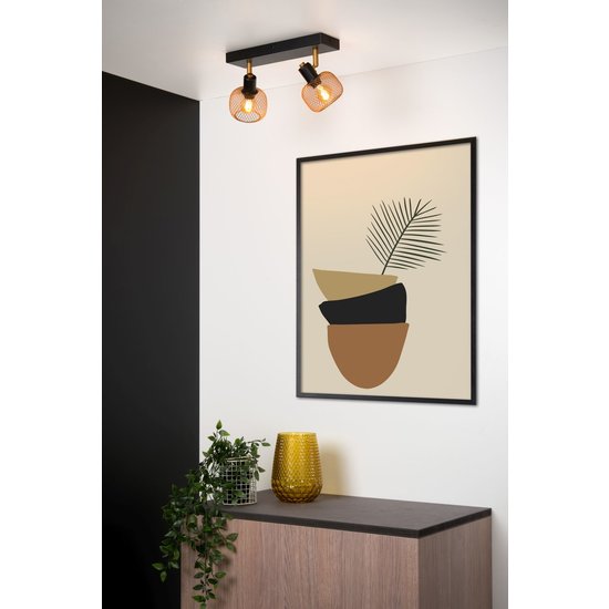 Rotatable and retro look matte gold / brass ceiling spot 2xE14