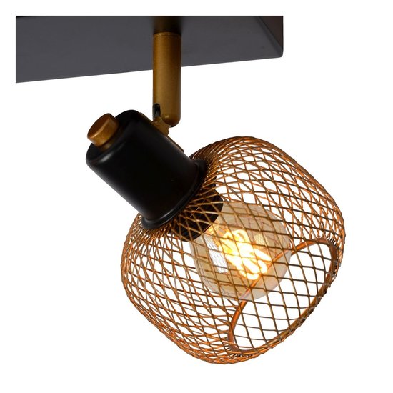 Rotatable and retro look matte gold / brass ceiling spot 2xE14