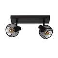 Spot plafond noir rotatif look rétro 2xE14