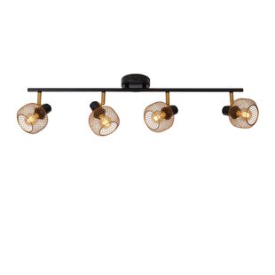 Rotatable retro look matte gold/brass ceiling spot 4xE14