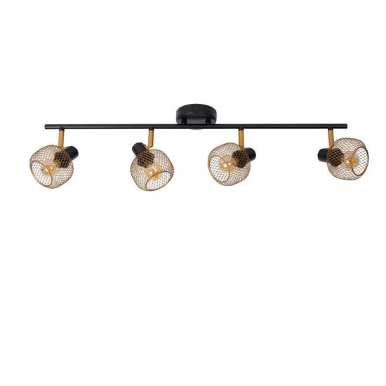 Rotatable retro look matte gold/brass ceiling spot 4xE14