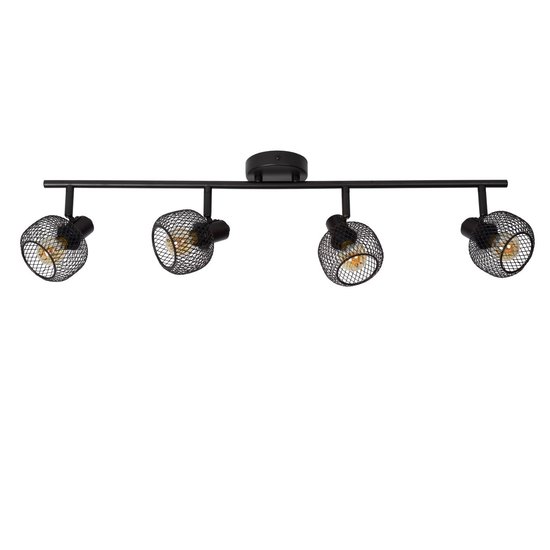 Rotatable black retro look ceiling spot 4xE14
