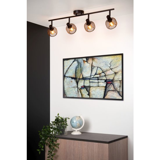 Spot plafond orientable noir look rétro 4xE14