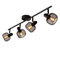 Rotatable black retro look ceiling spot 4xE14
