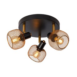Rotatable and retro look matte gold / brass ceiling spot 3xE14