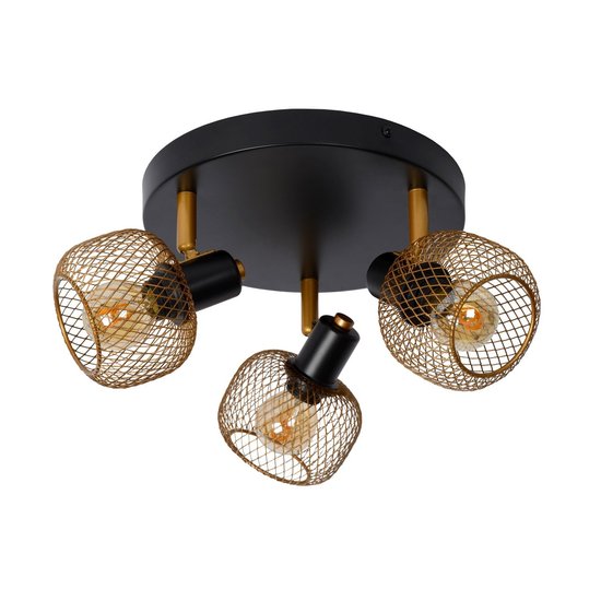 Rotatable and retro look matte gold / brass ceiling spot 3xE14