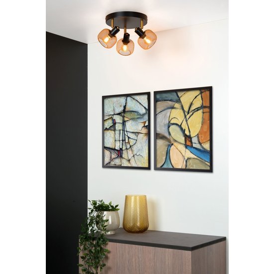 Rotatable and retro look matte gold / brass ceiling spot 3xE14