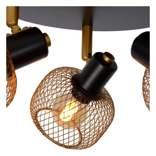 Rotatable and retro look matte gold / brass ceiling spot 3xE14