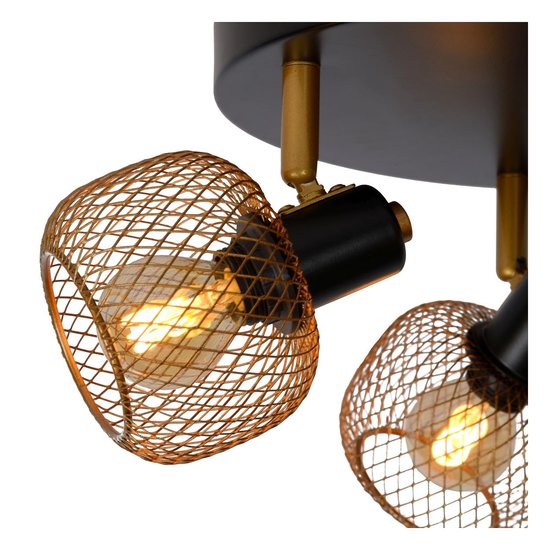 Rotatable and retro look matte gold / brass ceiling spot 3xE14