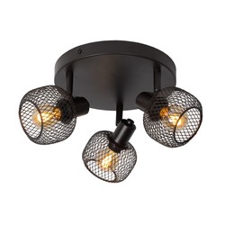 Spot plafond orientable et rétro look noir 3xE14