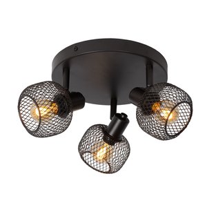 Rotatable and retro look black ceiling spot 3xE14