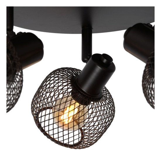 Rotatable and retro look black ceiling spot 3xE14