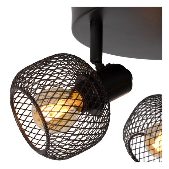 Rotatable and retro look black ceiling spot 3xE14