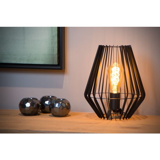 Lámpara de mesa rural contemporánea negra 22 cm E27