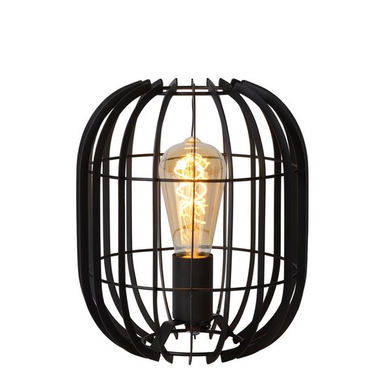 Schwarze zeitgenössische und ländliche Tischlampe 22 cm E27