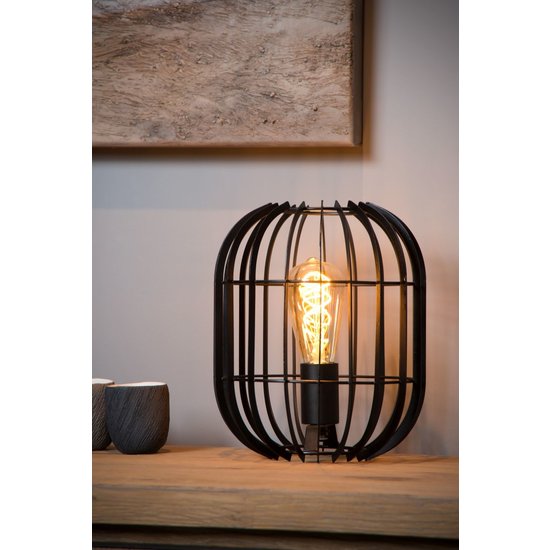 Black contemporary and rural table lamp 22 cm E27