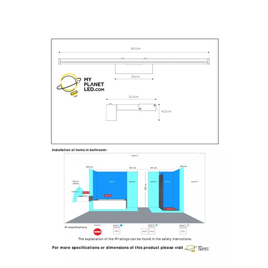 Aplique de pared moderno rectangular cromo mate LED 11W 3000K IP44