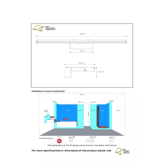 Applique contemporaine rectangulaire LED 8W 3000K IP44 chrome mat