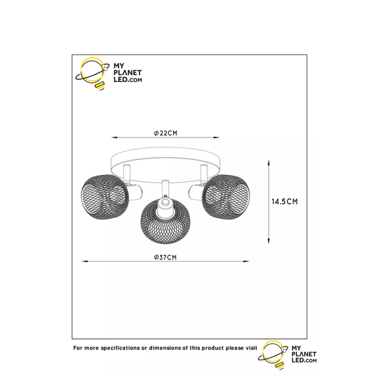 Spot plafond orientable et rétro look noir 3xE14