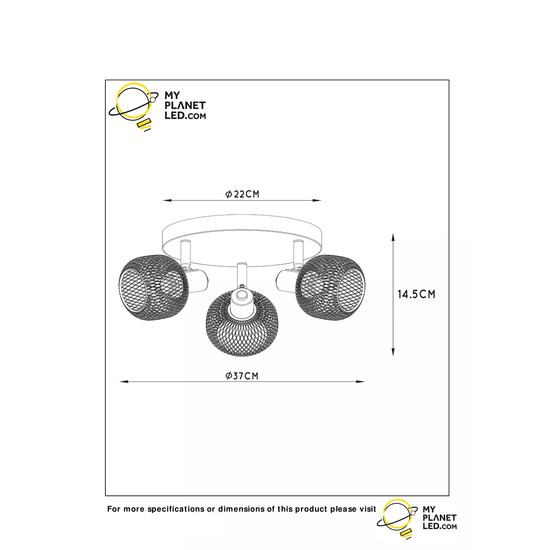 Spot de plafond orientable et rétro look or mat / laiton 3xE14