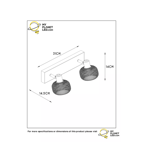 Schwarzer drehbarer Deckenspot im Retro-Look 2xE14