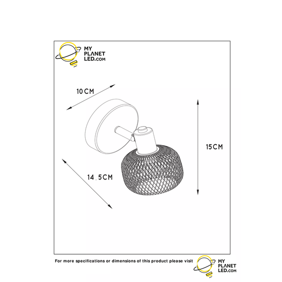 Drehbarer schwarzer Wandspot im Retro-Look E14