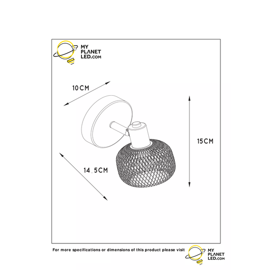 Spot mural orientable et rétro look or mat/laiton E14