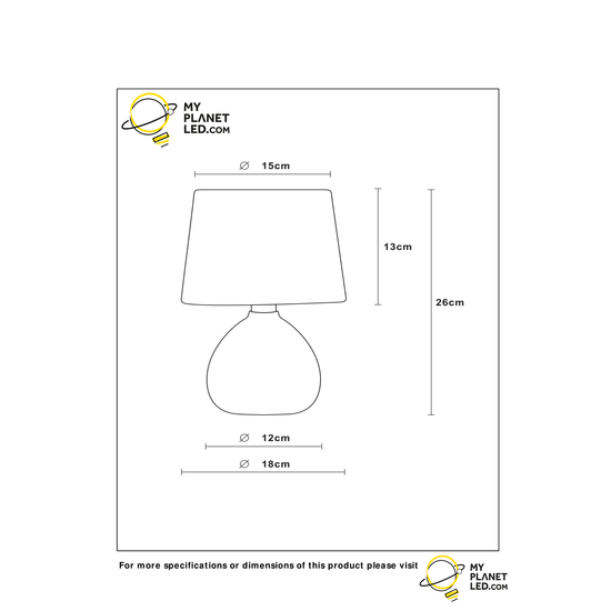 Schlichte und ländliche beige Tischlampe 18 cm E14