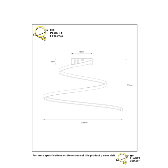Mooi spiraalvormig zwart plafondlamp 46 cm 24W 3000K 3StepDim
