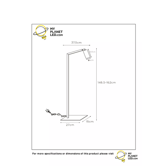 Adjustable black and brass floor lamp with spot GU10