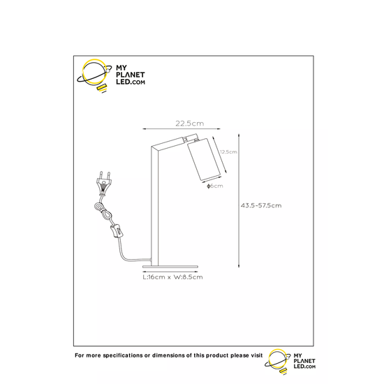 Sobremesa negro y dorado con foco GU10 orientable