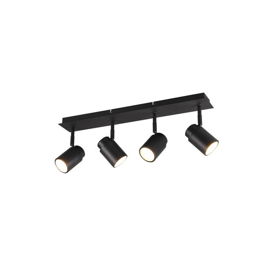 Spot plafond rectangulaire salle de bain 4xGU10, noir mat, métal, IP44, ampoules non incluses