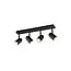 Spot plafond rectangulaire salle de bain 4xGU10, noir mat, métal, IP44, ampoules non incluses