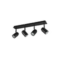 Spot plafond rectangulaire salle de bain 4xGU10, noir mat, métal, IP44, ampoules non incluses