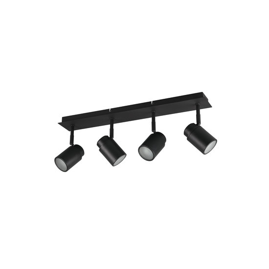 Spot plafond rectangulaire salle de bain 4xGU10, noir mat, métal, IP44, ampoules non incluses