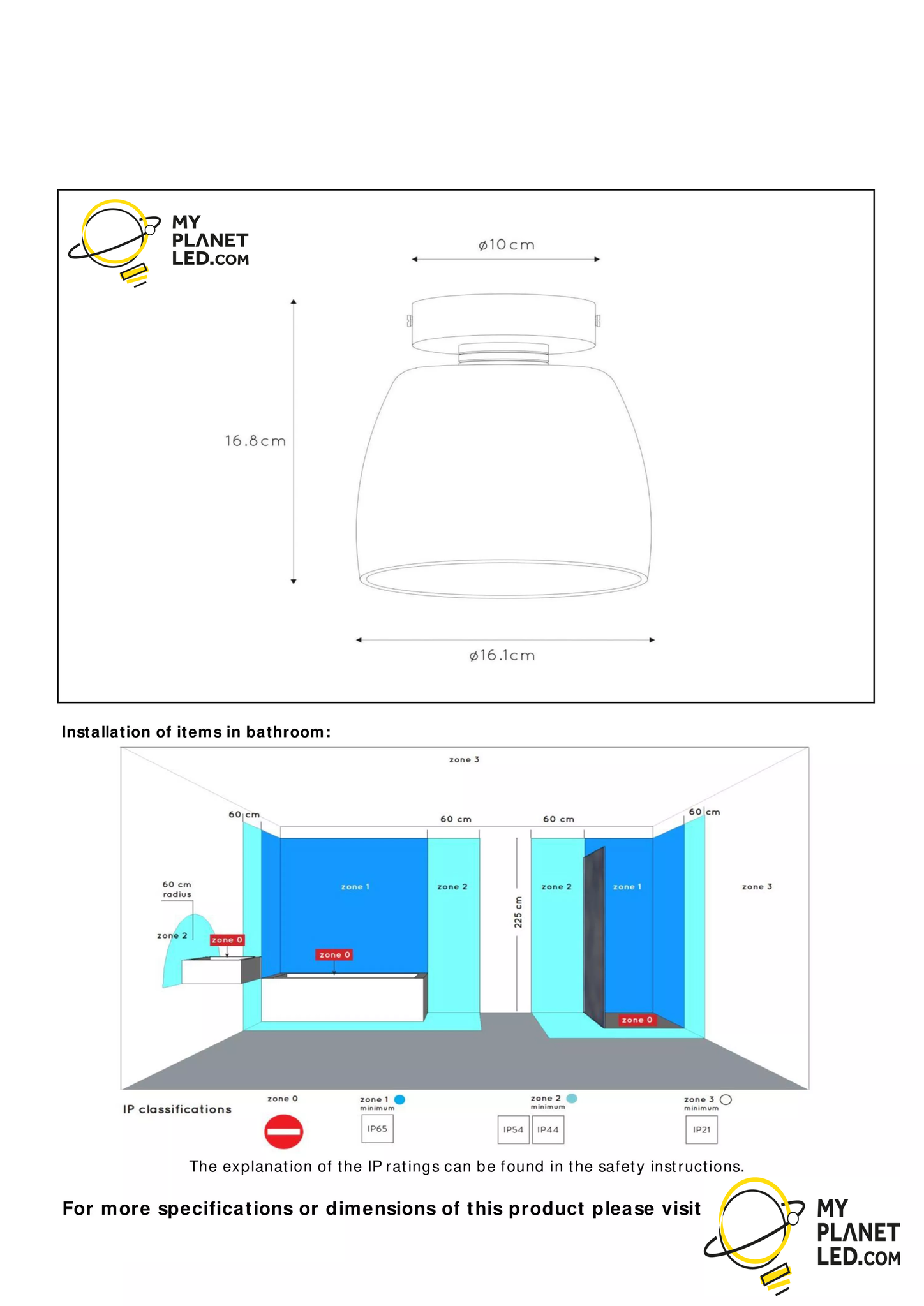 Plafonnier de salle de bain noir mat IP44