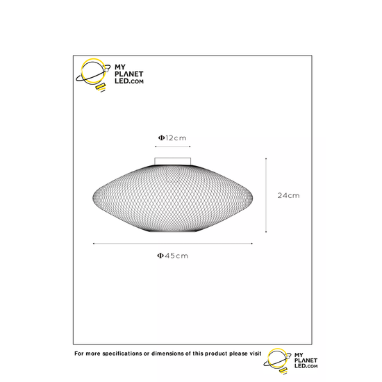 Plafón vintage esférico 45 cm E27 negro