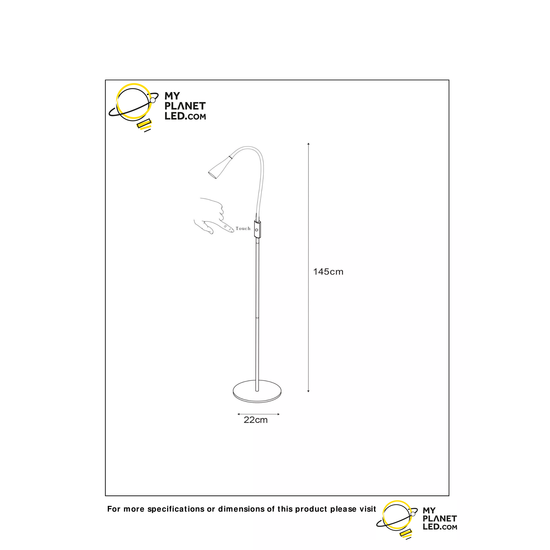 Lámpara de lectura negra flexible diseño simple LED DIM 4W 3000K 3 StepDim