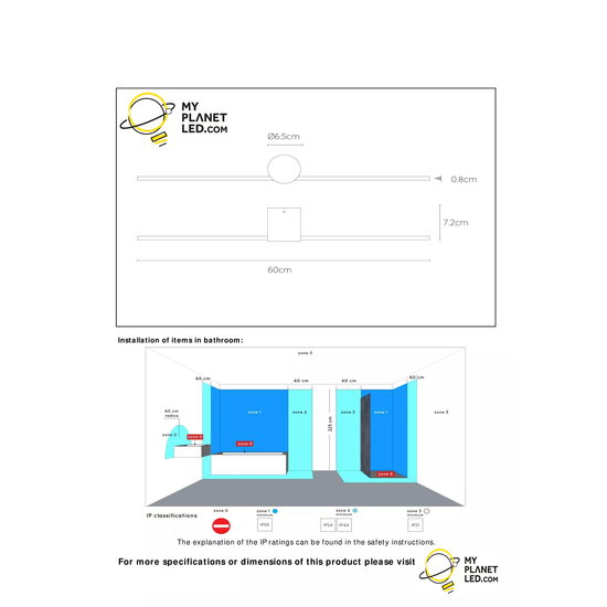 Simpel en moderne wandlamp LED 6W 2700K IP44 zwart