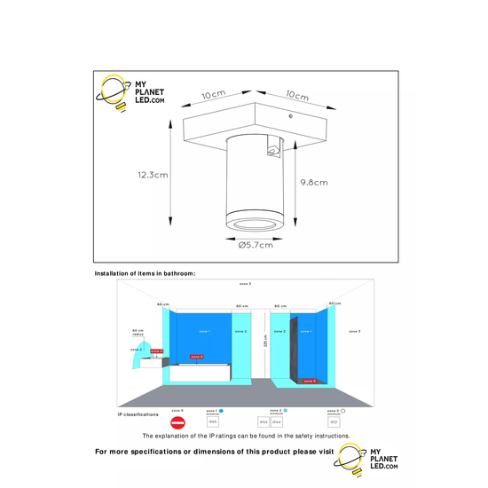 Moderno y práctico foco de techo cilíndrico negro LED DIM GU10 5W 2200K/3000K IP44