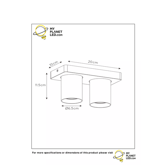 Eenvoudig cilindervormige plafondspot LED DIM GU10 2x5W 2200K/3000K zwart
