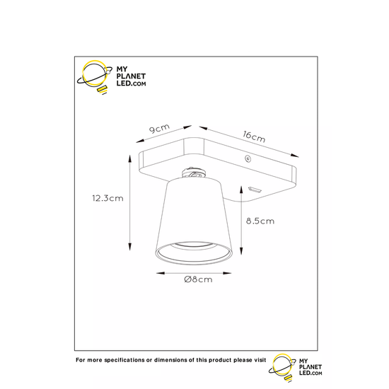 Gracieux simple projecteur mural noir dim. GU10 5W 2200 à 3000K
