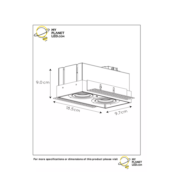 Zwarte dubbele trimless inbouwspot 2xGU10 in te pleisteren