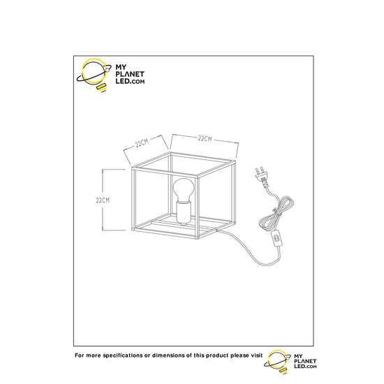 Lampe de table noire rectangulaire moderne, épurée et minimaliste E27