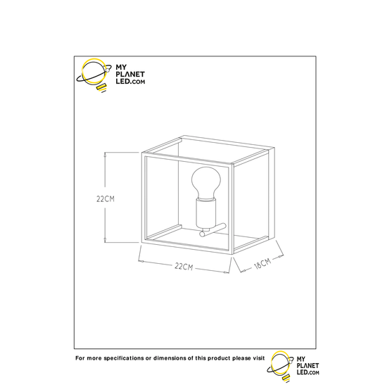 Minimalist cube with Scandinavian look black wall lamp E27