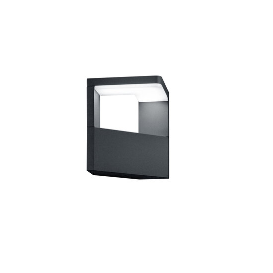 Ganges LED outdoor wall lamp, triangular, 9W 3000K anthracite, 1000 lumen, IP54, 17x15x12 cm