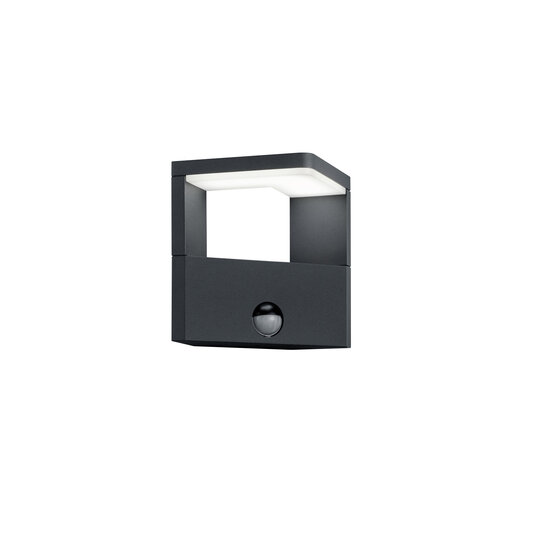 Ganges outdoor wall lamp with sensor, triangular, LED 9W 3000K, 1000 lumen, IP54, anthracite